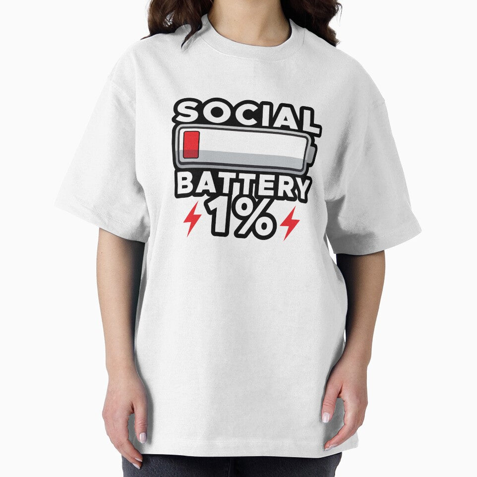 Social Battery 1% Funny Low Energy Sticker | Introvert Meme Battery Design by wisnubayuaji