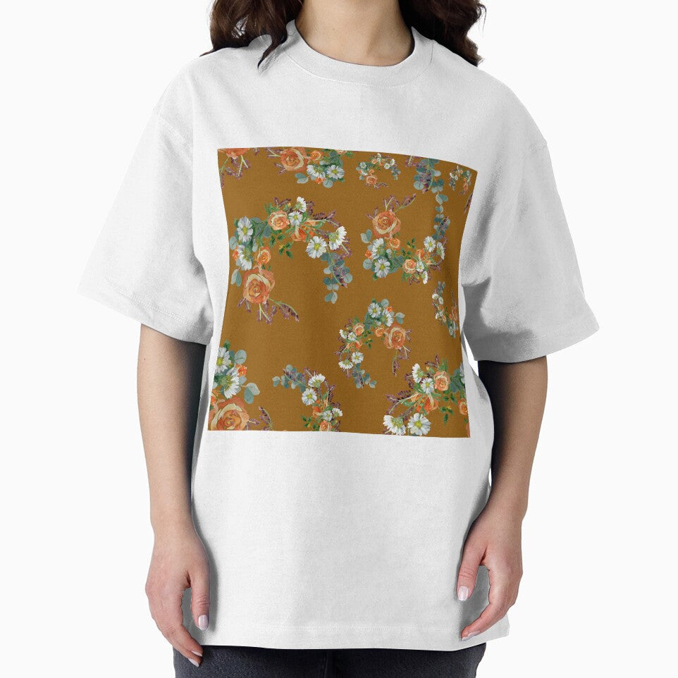 Flower rose daisy branch pattern a watercolor brown by Yana Mustafina | Boho Soulful Designs