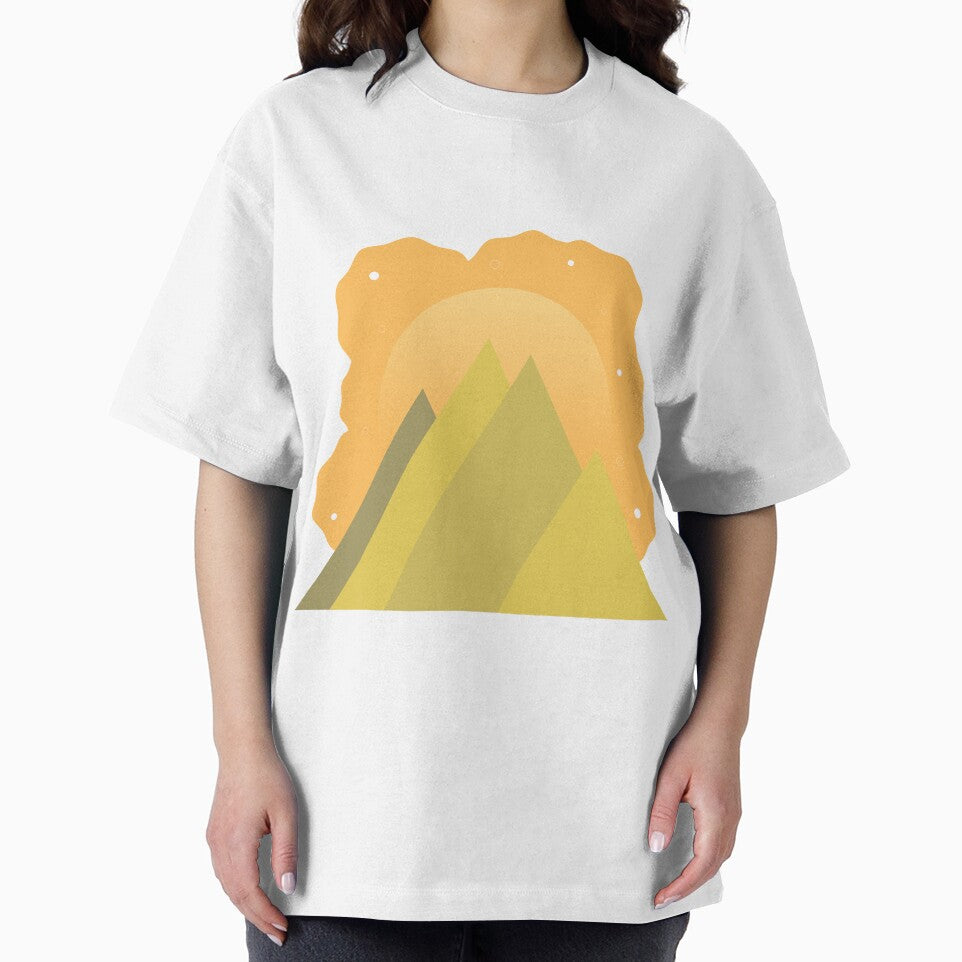 MOSS GREEN MOUNTAINS ORANGE NIGHT SKY - SPRING VERSION MINIMALIST ILLUSTRATION Orange BG by MiraiDesigns by miraidesigns