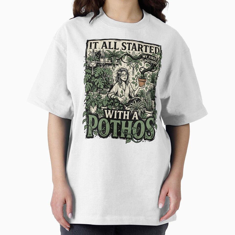 It All Started With A Pothos Houseplant Addiction Funny Plant Lover Quote by get55shirt