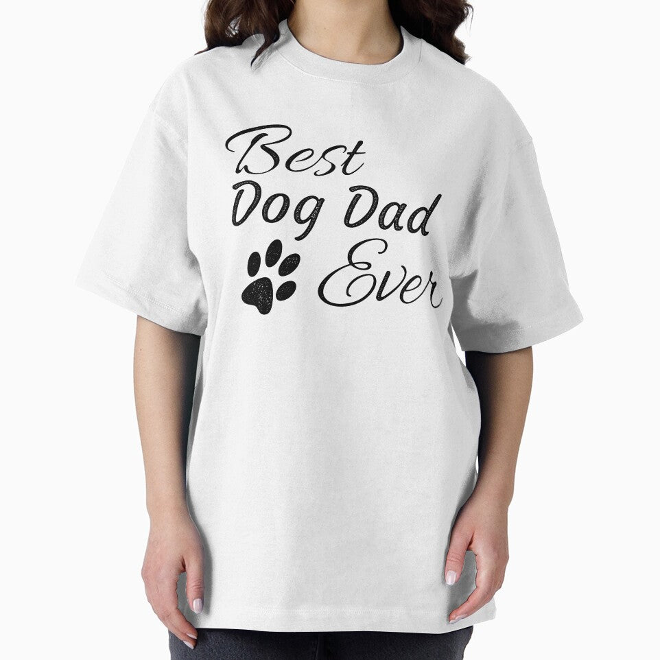Best Dog Dad Ever Calligraphy Paw Print by SoyLamderma