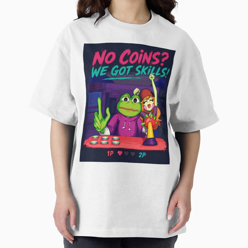 Pepe Frog Arcade Gamer Funny Meme Shirt | Retro Gaming Couple | No Coins We Got Skills by VinBasis