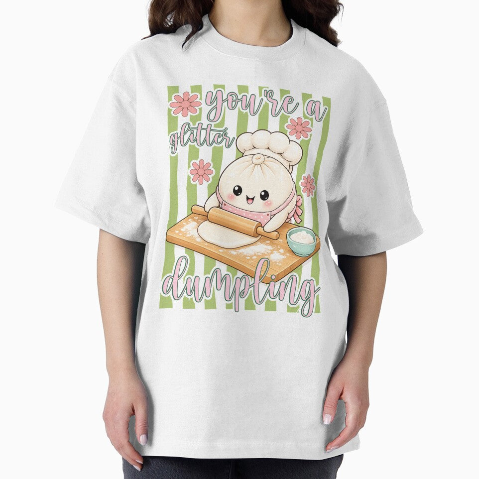 You Are a Glitter Dumpling Chef – Retro Stripes Floral Baking Design by EmeraldeaArt