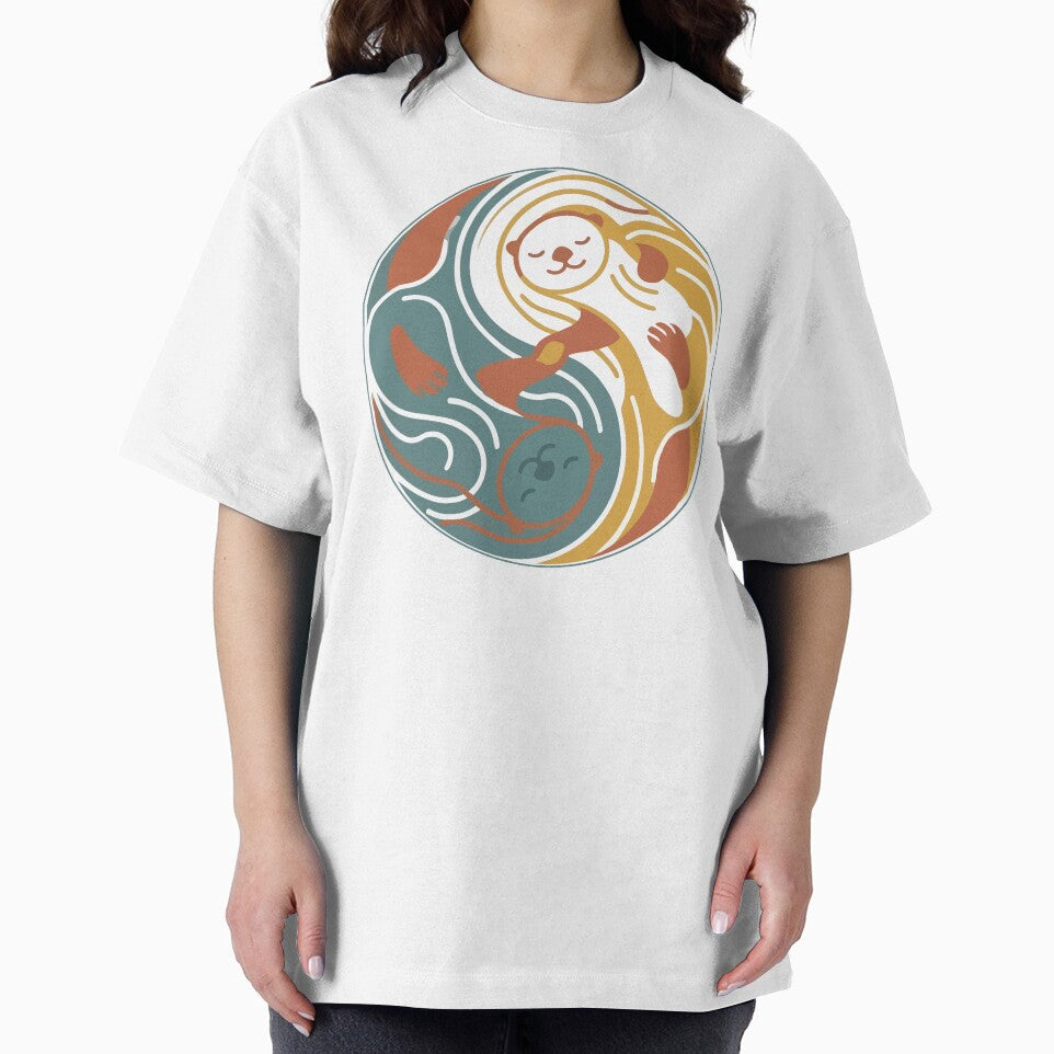 Boho Minimalist Sea Otters Yin Yang Water Flow by Arc2020