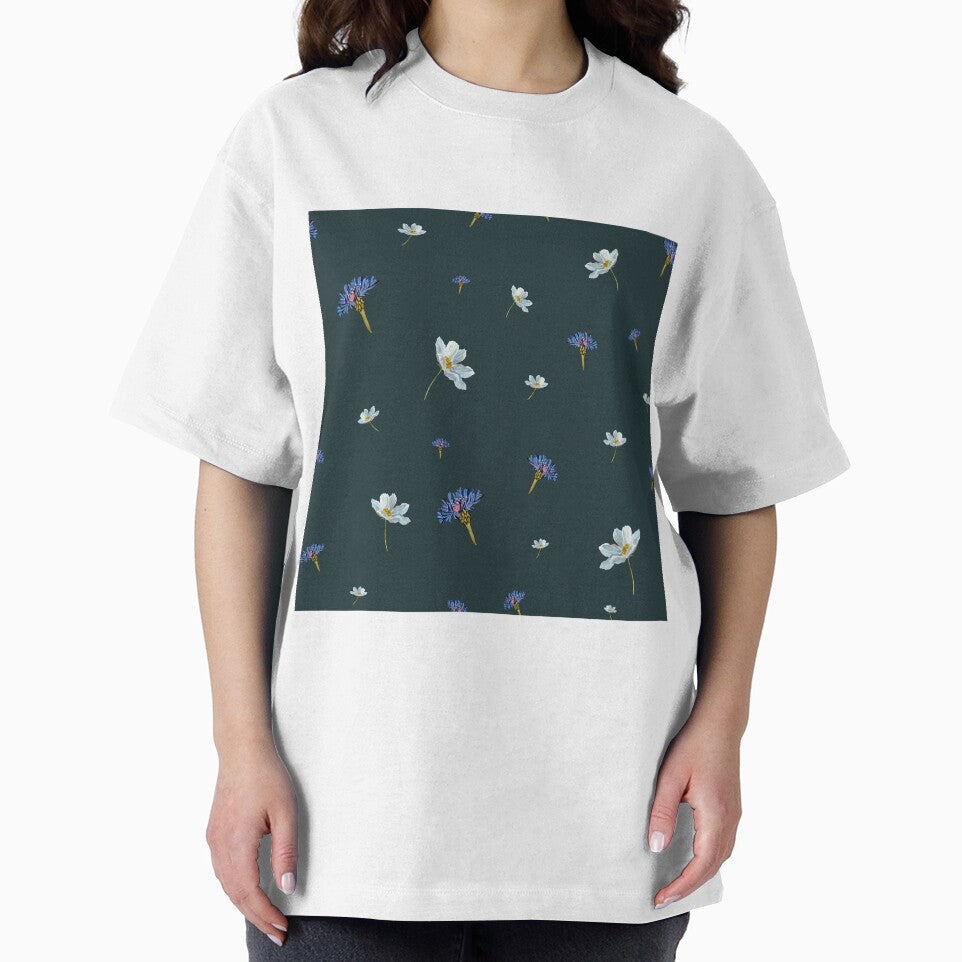 Flower blue daisy pattern seamless a watercolor blue by Yana Mustafina | Boho Soulful Designs