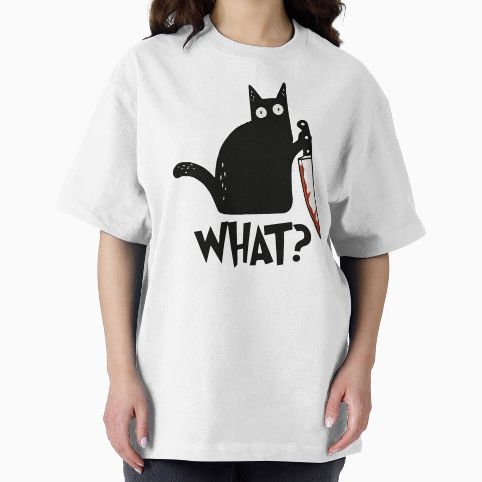 Cat What? Murderous Black Cat With Knife Gift Premium T-Shirt by ZeLittleFamily