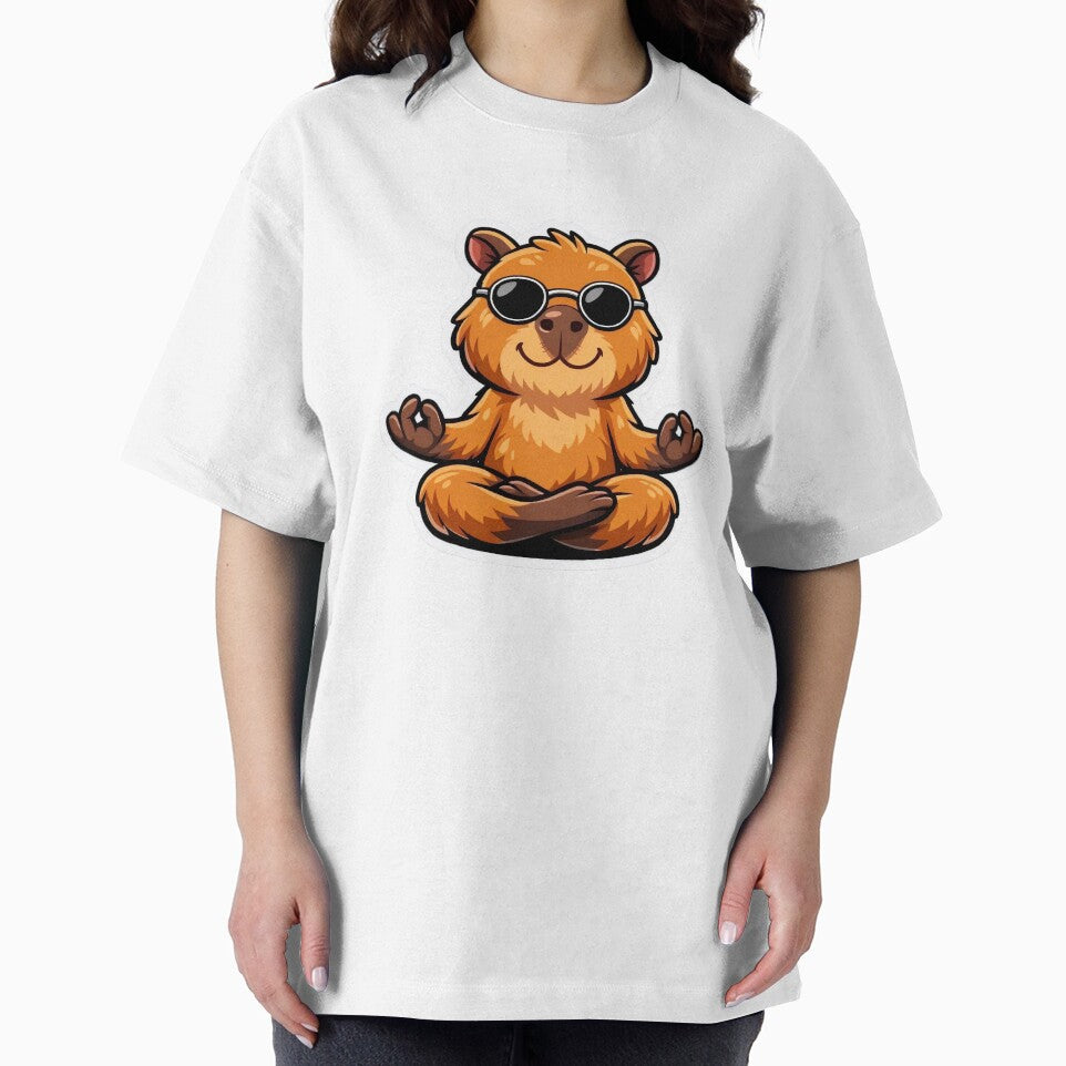 Cute Meditating Capybara with Sunglasses by PawsAndPixelsCo