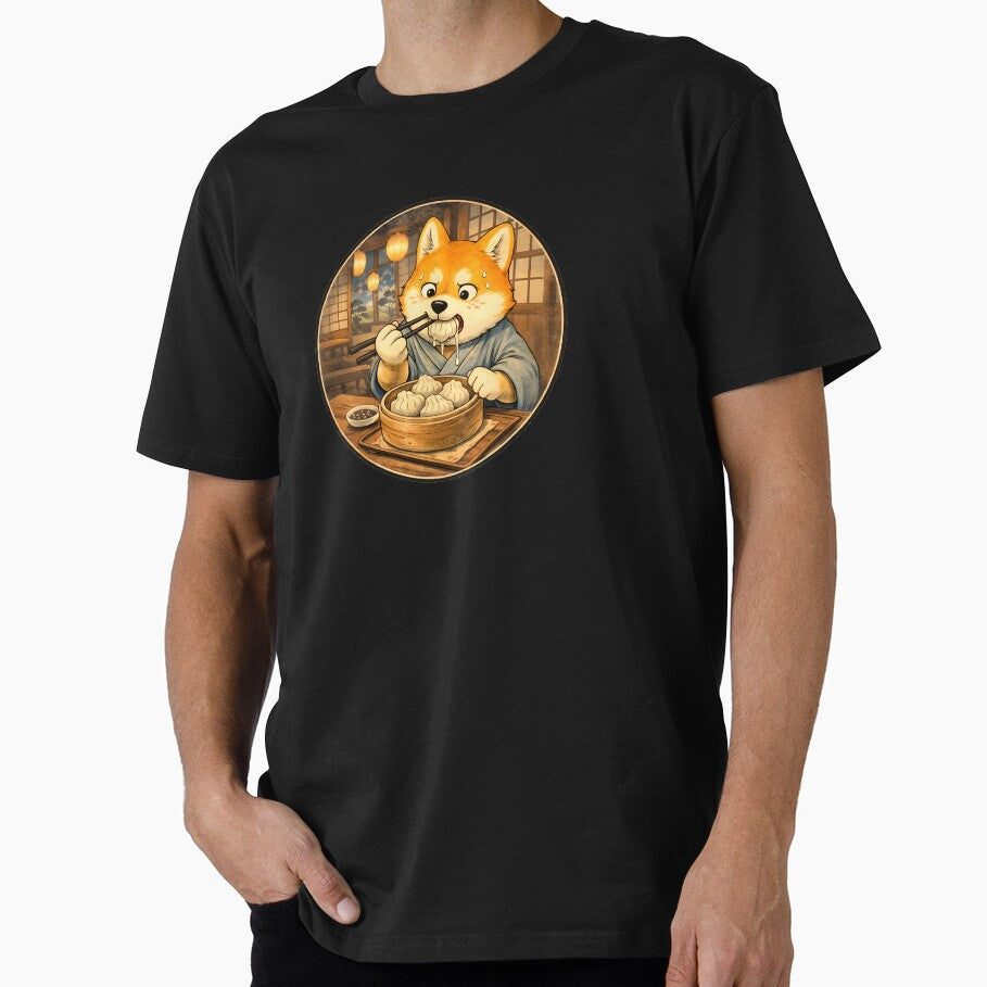 Kawaii Shiba Inu Eating Dumplings – Cozy Japanese Art by CogoPrints