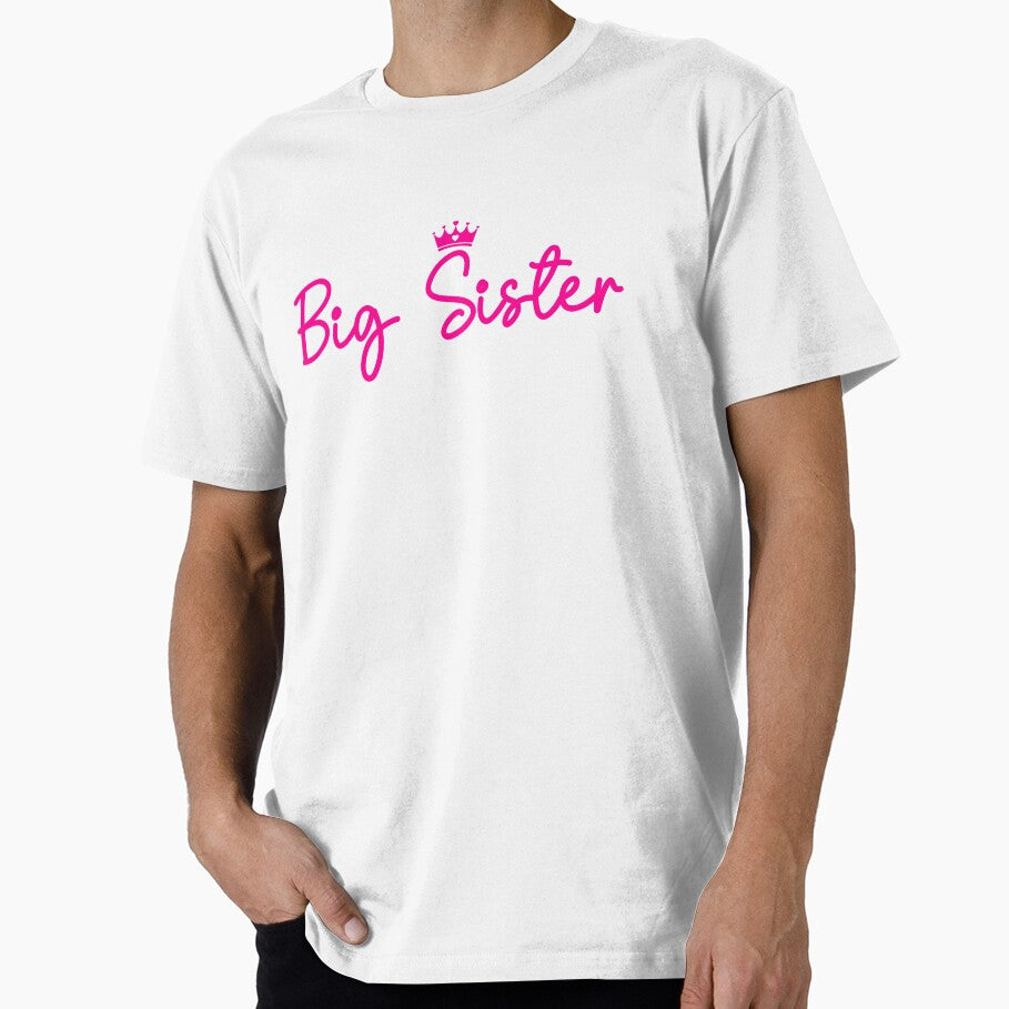 Big Sister Typography Crown Design – Promoted to Big Sister Pink Script Quote by Happy'CLICK'