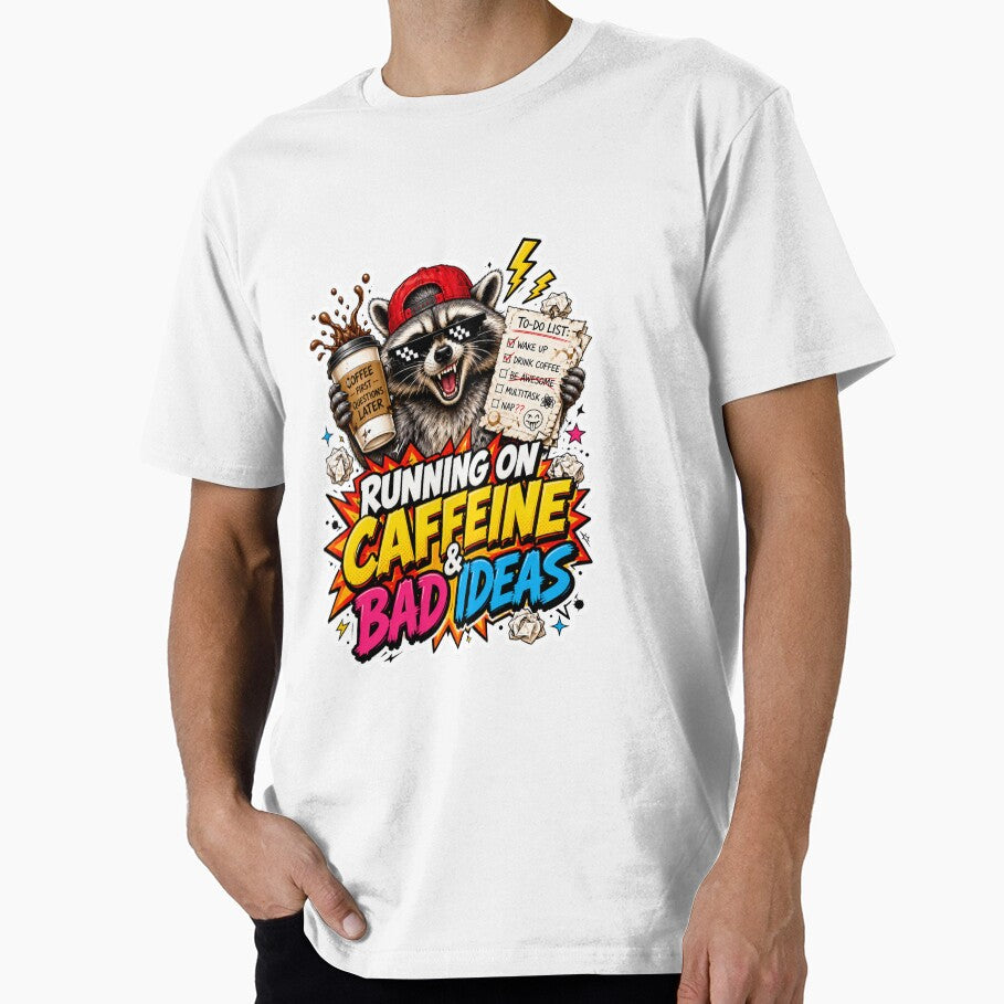 Running on Caffeine and Bad Ideas - Raccoon To-Do List Sticker by Azerof