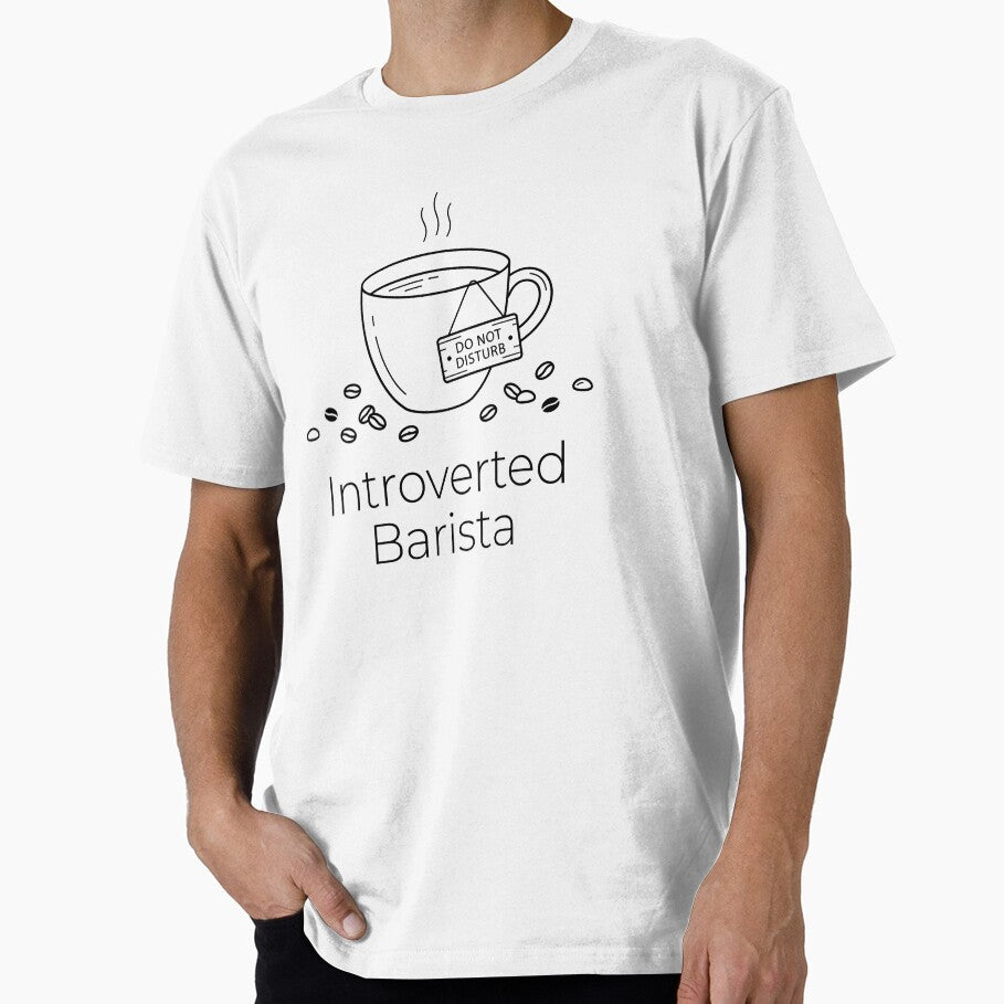 Introverted Barista Shirt | Coffee Lover Minimalist Line Art Cafe Worker Gift Tee by vaggleTown