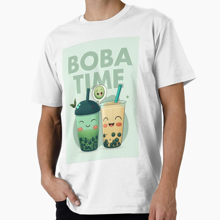 Boba Time smiling Bubble Tea Green Matcha & Mango by ElevenVoid