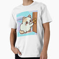 Kawaii Cat Loaf Pulling the Door – Cute Sticker Design by LuxuryApparels