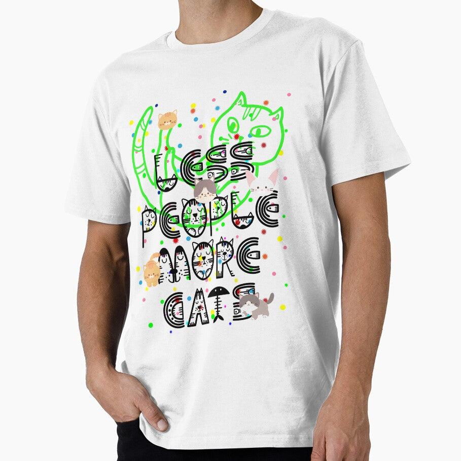 'Less people More Cats' Cute Black Cat Funny Cat by FineArtMaster