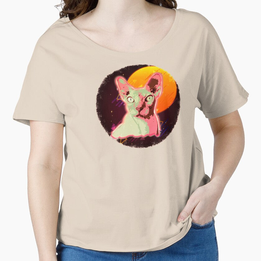 Sphynx Cat Shirt Retro Hairless Cat T Shirt Neon Kitten by cgocgy