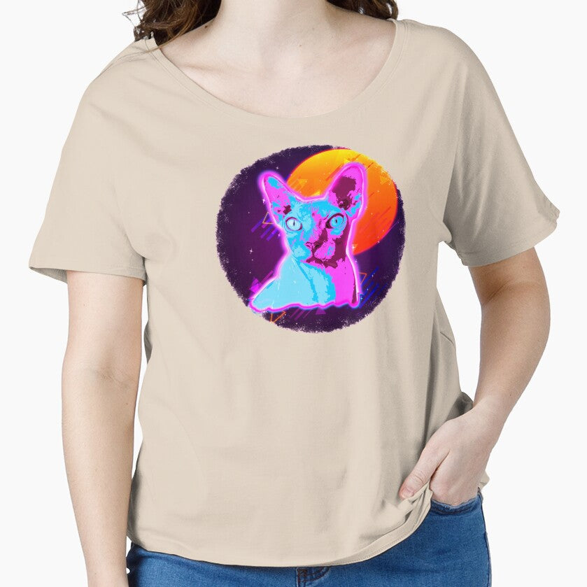 Sphynx Cat Shirt Trippy Hairless Cat T Shirt Neon Kitten by cgocgy