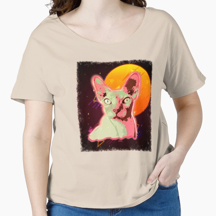 Hairless Cat Shirt Disco Sphynx Cat T Shirt Neon Kitten by cgocgy