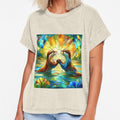 otters holding hands, Stained Glass Art by Truck Stop One