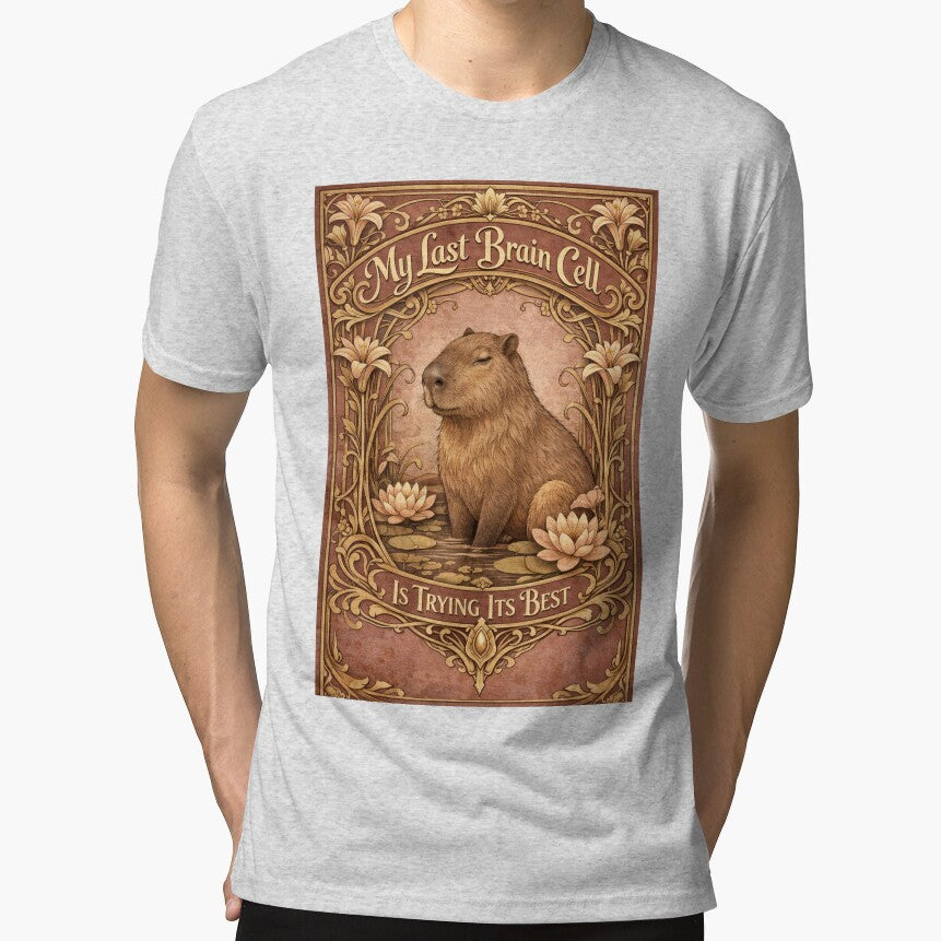 My Last Brain Cell Capybara Art Nouveau by Print Loft