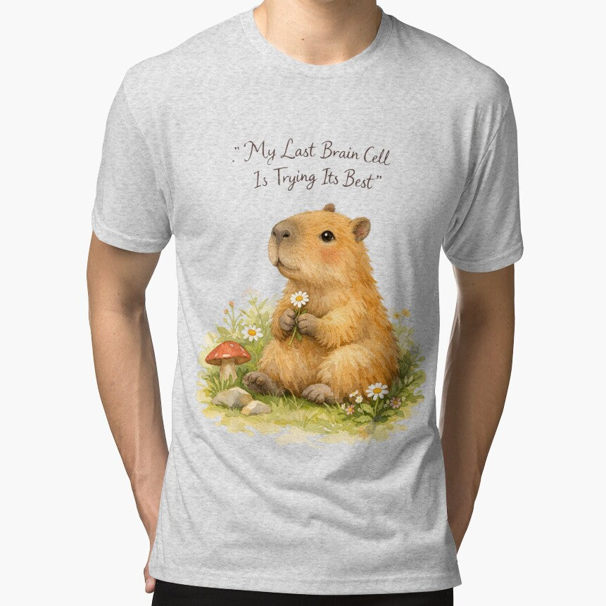 My Last Brain Cell Capybara Cute Whimsical by Print Loft