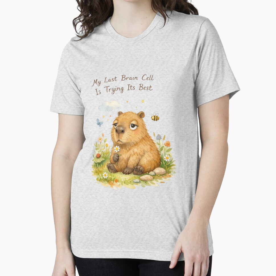 My Last Brain Cell Capybara Watercolor Art by Print Loft