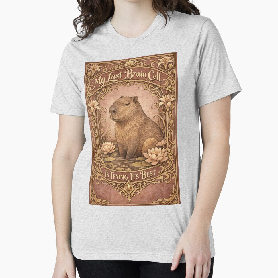 My Last Brain Cell Capybara Art Nouveau by Print Loft