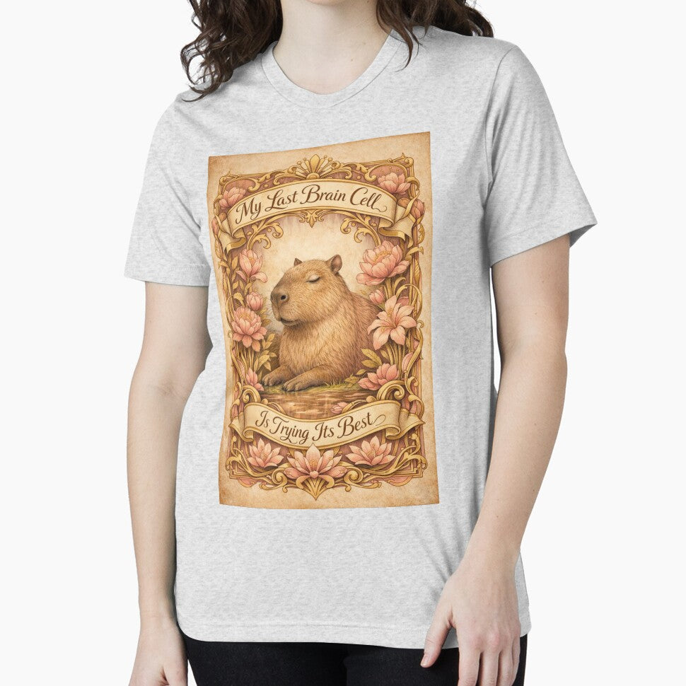 My Last Brain Cell Capybara Floral Retro by Print Loft