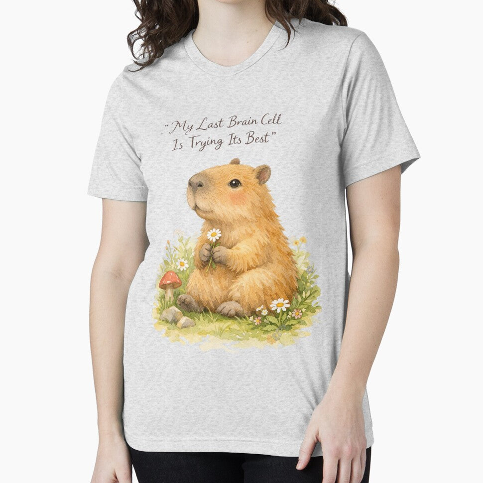 My Last Brain Cell Capybara Cute Whimsical by Print Loft