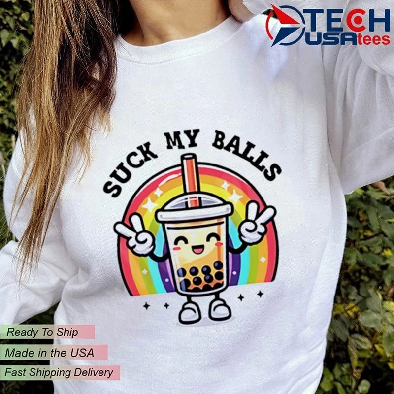 Suck my balls boba rainbow shirt
