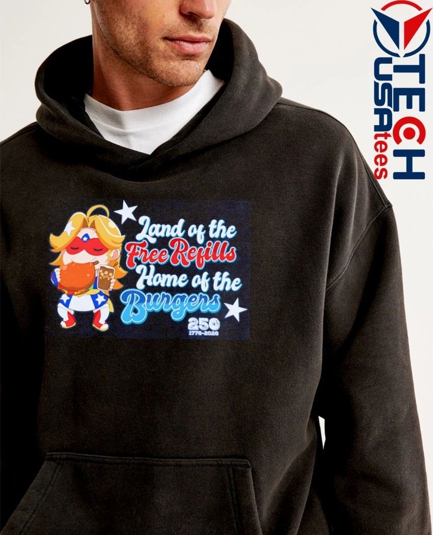 Land of the Free Refills Cat Home of the Burgers Celebrate America’s 250th shirt