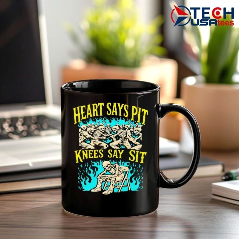 Heart says pit knees say sit skeleton shirt