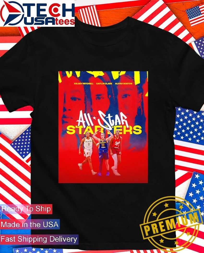 Indiana Fever Kelsey Mitchell Caitlin Clark and Aliyah Boston 2026 WNBA All-Star Starters shirt