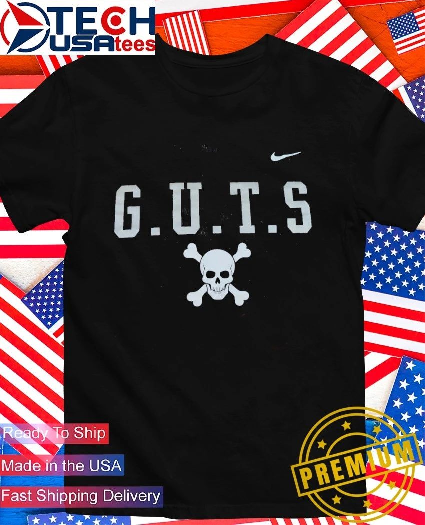 Eddie George wearing G.U.T.S. skull shirt