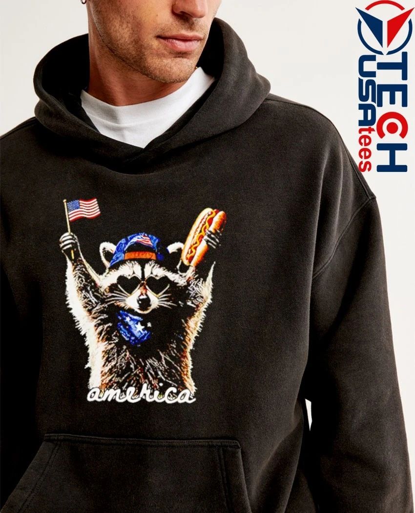 America 4th Of July Raccoon Hot Dog shirt