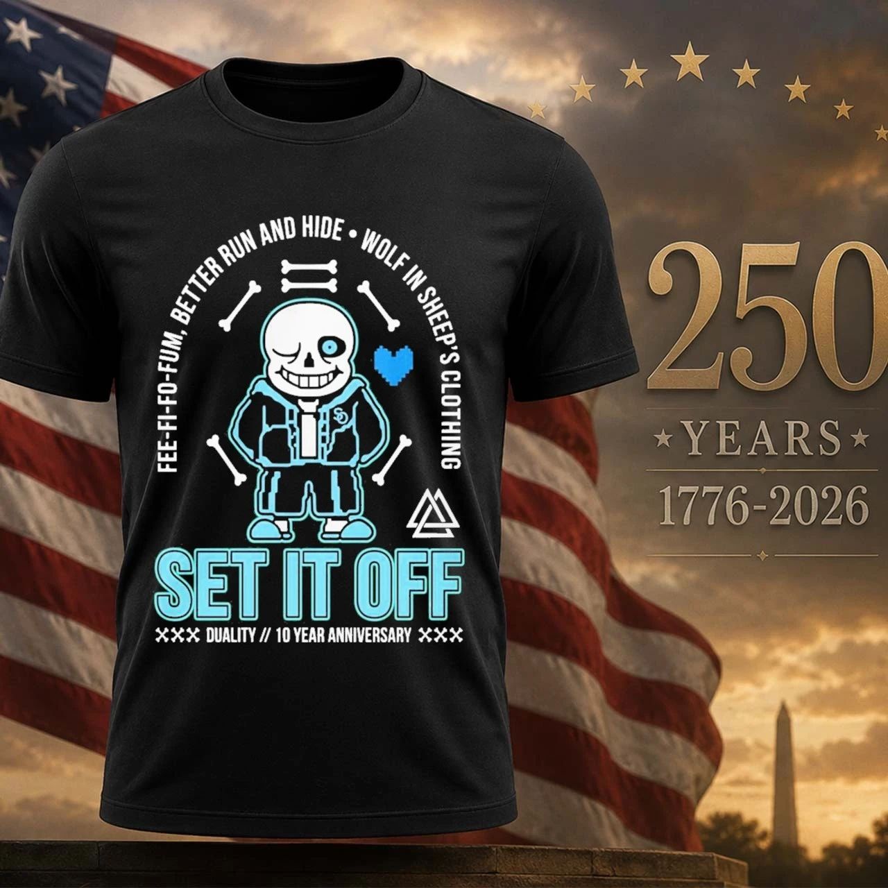 Set It Off Duality 10 Year Anniversary Undertale Sans Skeleton Shirt