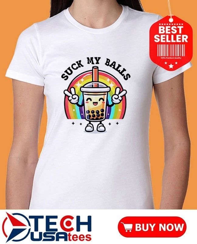 Suck my balls boba rainbow shirt