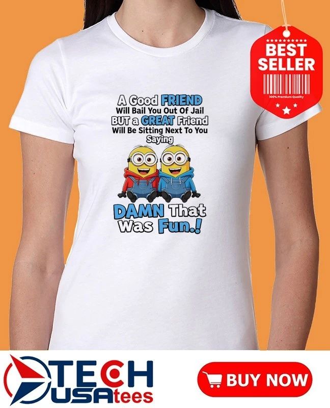 Minion a good friend will bail you out of jail but a great friend dawn that was fun shirt