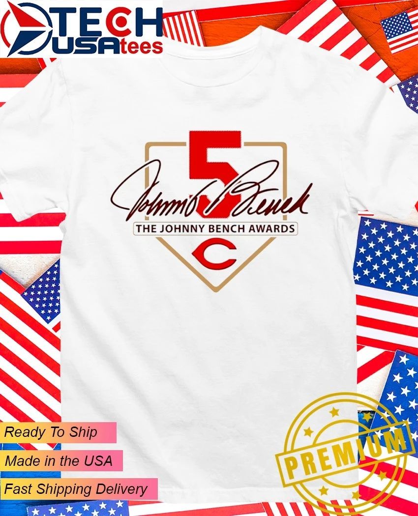 The Johnny Bench 5 Awards Cincinnati Reds logo shirt