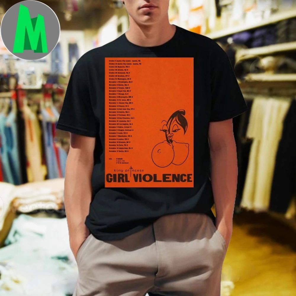 King Princess Girl Violence Tour 2025 Poster Tee Unisex T-shirt, Sweatshirt, Hoodie (1)