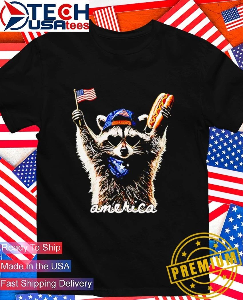 America 4th Of July Raccoon Hot Dog shirt