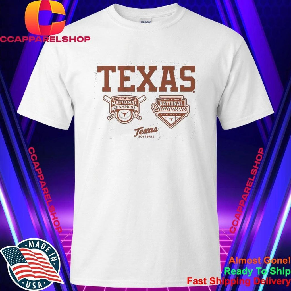 Texas Longhorns Softball Back-To-Back Champions Logos Tee (1)