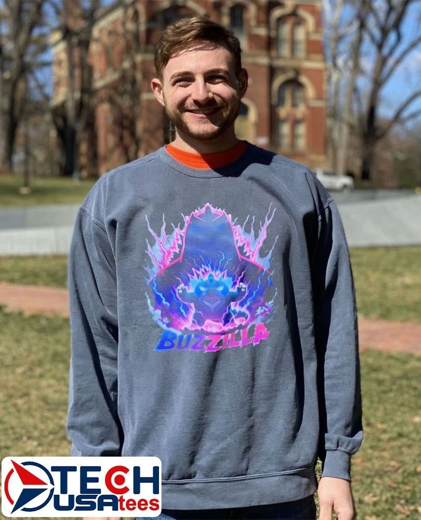Joshua Gordy wearing Buzzilla lightning shirt