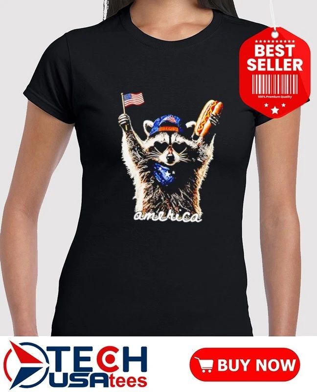 America 4th Of July Raccoon Hot Dog shirt