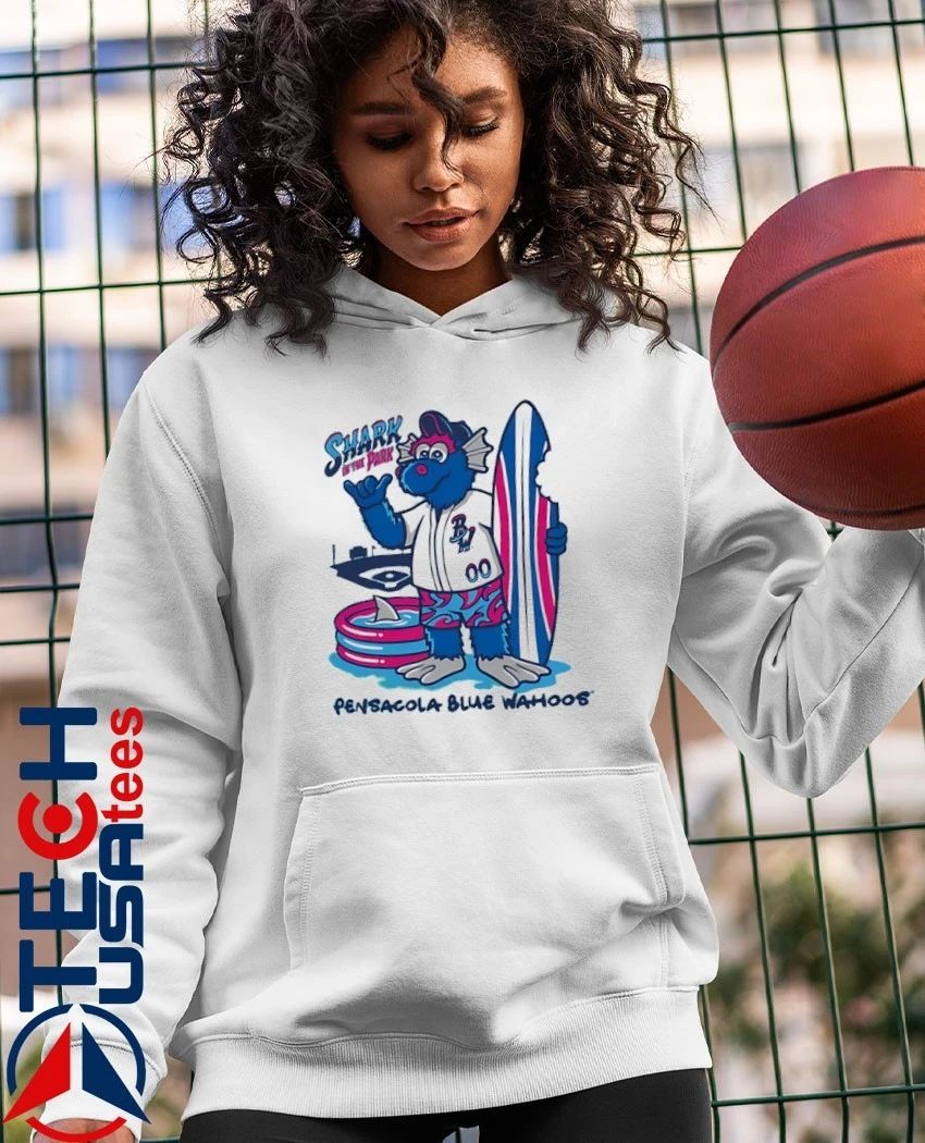 Pensacola Blue Wahoos Shark in the Park mascot shirt