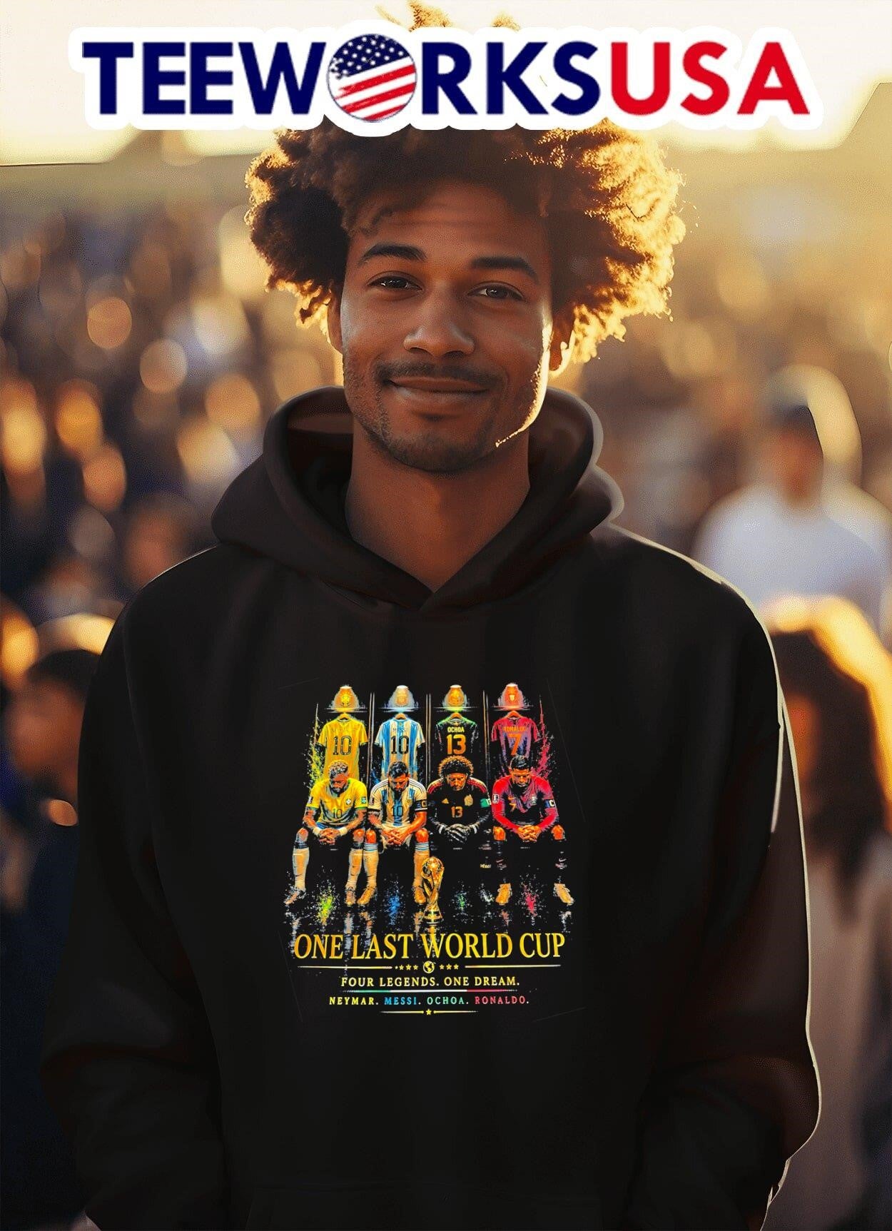 One Last World Cup Four Legends One Dream Neymar Messi Ochoa Ronaldo Shirt