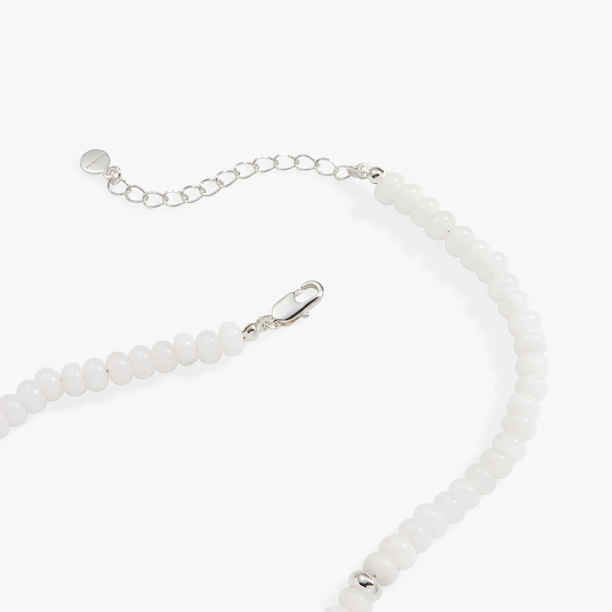 White Jade + Metal Pave Beaded Necklace Adjustable T-Shirts