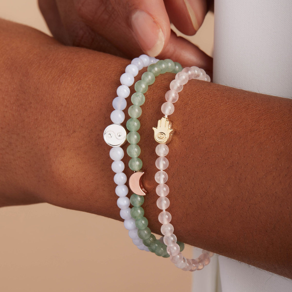 Yin Yang Blue Lace Agate Stretch Bracelet Balance T-Shirts