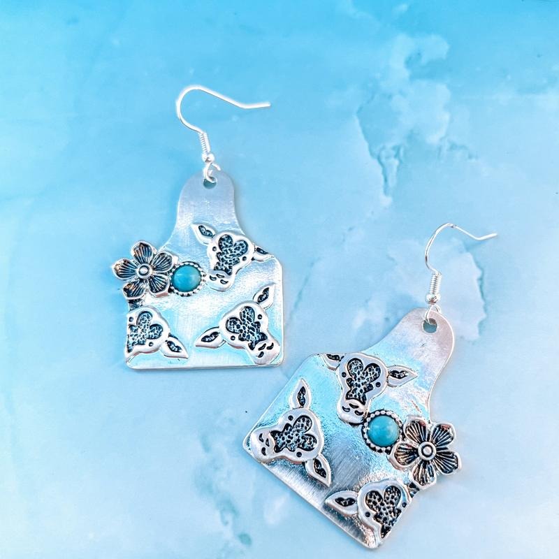 ZCow Tag Cow Flower Earrings T-Shirts
