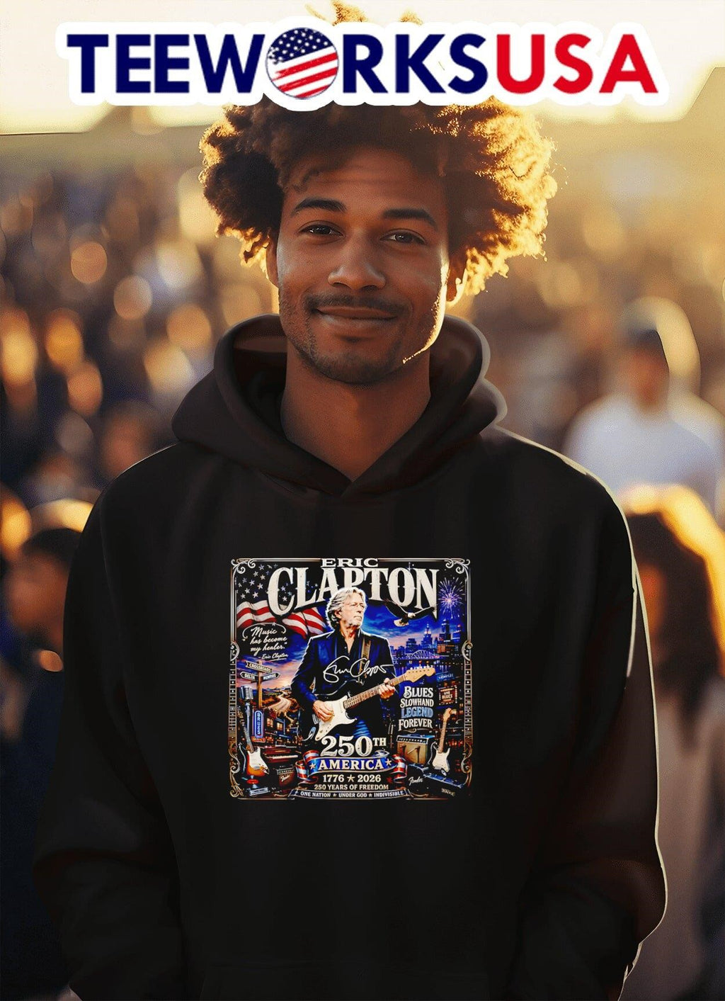 250th America 1776 2026 250 Years of Freedom One Nation Under God Indivisible Eric Clapton Shirt